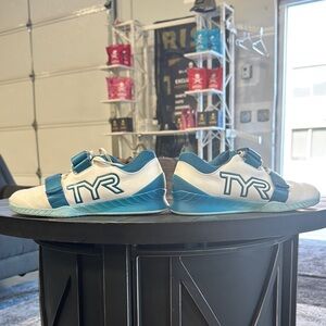 TYR White and Blue Lifters shoes